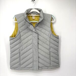 Sundance Puffer Vest Womens Large Gray Pockets Bungee Puffy